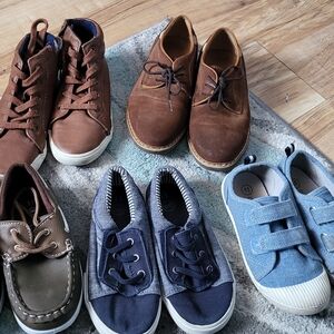 Brown and Blue Kids Shoes Set